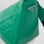 Prada Triangle Leather Shoulder Bag Green 27cm - Image 3