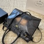 Prada Bonnie Extra Large Leather Handbag Black 42Cm 1BA439 2CYR F0002 V OOO - Image 3
