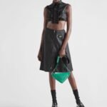 Prada Triangle Leather Shoulder Bag Green 27cm - Image 5