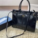 Prada Bonnie Extra Large Leather Handbag Black 42Cm 1BA439 2CYR F0002 V OOO - Image 7