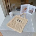 Prada Crochet Tote Bag Natural 38cm 1BG393 2C2T F0018 V OOO - Image 3