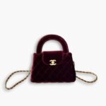 Chanel Kelly Mini Velvet Burgundy 19cm