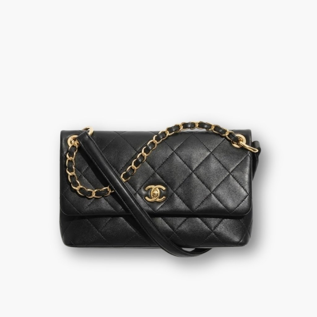 Thumbnails-Elegous-17-3 Chanel Large Flap Bag Gold Tone Hardware Black 25Cm - Image 1