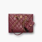 Chanel Small Shopping Bag Gold Tone Burgundy 31Cm AS4940 B17067 NY570