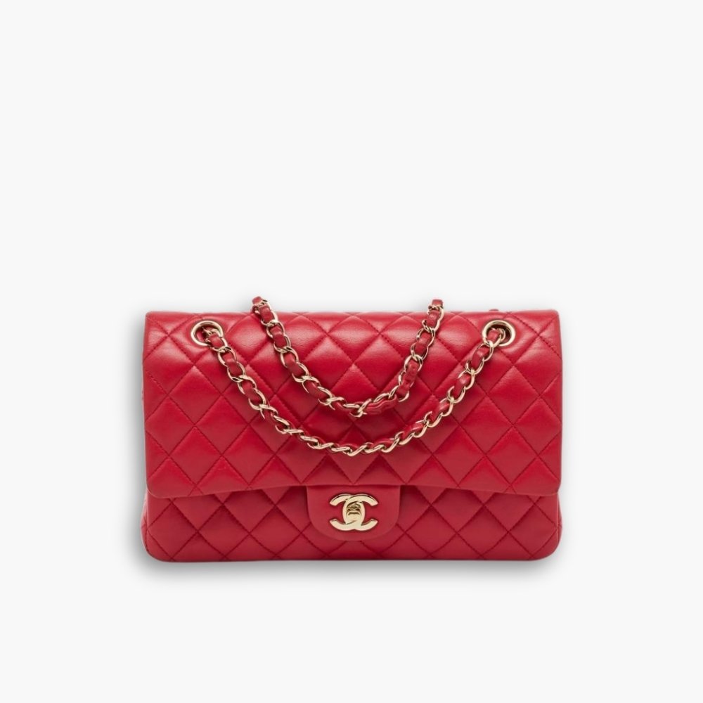 Thumbnails-Elegous Chanel Classic Handbag Red 25cm A01112 - Image 1
