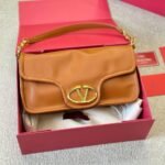 Valentino Garavani Vlogo 1960 Nappa Leather Shoulder Bag Brown 28cm - Image 3