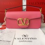Valentino Garavani Locò Leather Shoulder Bag Pink 28cm - Image 3
