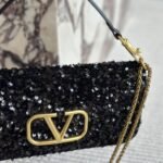 Valentino Loco Medium Vlogo Sequins Shoulder Bag Black 26cm - Image 6