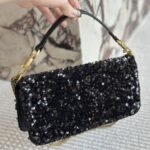 Valentino Loco Medium Vlogo Sequins Shoulder Bag Black 26cm - Image 2
