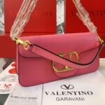 Valentino Garavani Locò Leather Shoulder Bag Pink 28cm - Image 6