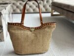 Valentino Garavani Rockstud Raffia Tote Bag Brown 31cm - Image 2