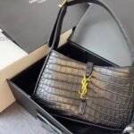 Saint Laurent Le 5 À 7 Croccodile Black 25Cm - Image 4