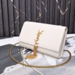 Saint Laurent Kate Medium Tassel In Crocodile White 24cm - Image 4