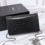 Saint Laurent Kate Medium Tassel In Crocodile Mirror Effect Black 24cm - Image 4