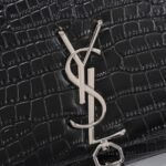 Saint Laurent Kate Medium Tassel In Crocodile Mirror Effect Black 24cm - Image 6