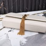 Saint Laurent Kate Medium Tassel In Crocodile White 24cm - Image 7