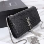 Saint Laurent Kate Medium Tassel In Crocodile Mirror Effect Black 24cm - Image 7