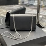 Saint Laurent Kate Medium In Grain De Poudre Mirror Effect Black 24cm - Image 8