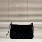 Chanel Velvet Crystal Quilted Chain Hobo Bag In Black 22Cm AP4861 B17652 93405 - Image 4
