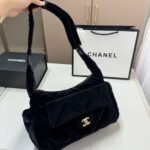 Chanel Large Bowling Bag Velvet Effect Nylon Gold Tone Metal In Black 27Cm AS5054 B21379 94305 - Image 3