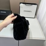 Chanel Large Bowling Bag Velvet Effect Nylon Gold Tone Metal In Black 27Cm AS5054 B21379 94305 - Image 10