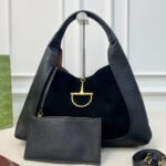 Gucci Softbit Maxi Suede Shoulder Bag Black 42Cm - Image 2