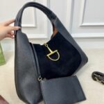 Gucci Softbit Maxi Suede Shoulder Bag Black 42Cm - Image 3
