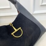 Gucci Softbit Maxi Suede Shoulder Bag Black 42Cm - Image 4