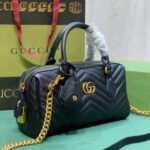 Gucci Marmont Small Top Handle Bag Black 27 cm 746319 AABZB 1000 - Image 3