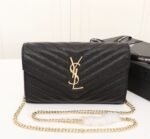 Saint Laurent Cassandre Envelope Chain Wallet Black 22cm 377828 BOW01 1000 - Image 2
