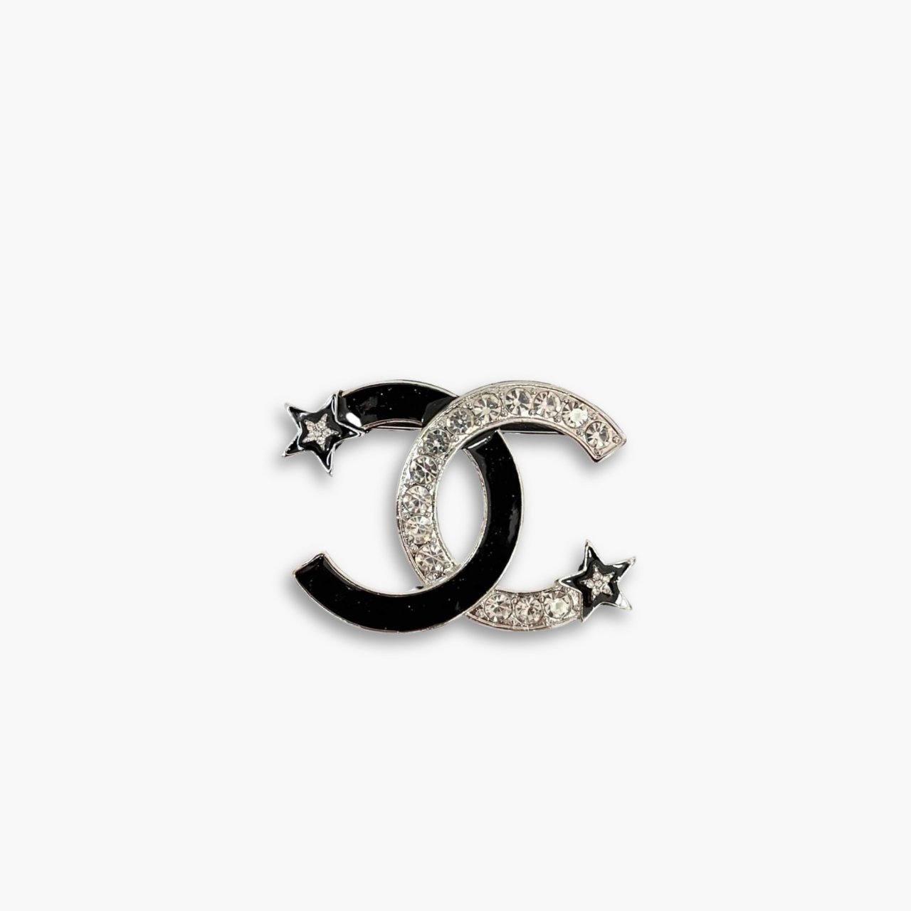 myelegous-1280-x-1280-px-17-3 Chanel CC Brooch Silver And Black With Two Small Stars - Image 1