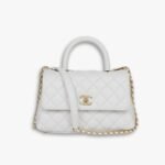 Chanel Coco Top Handle Flap Bag White 26cm