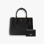 Perfect Match: Prada Saffiano Leather Double Black 25Cm X Prada Small Saffiano Leather Wallet Black 10cm